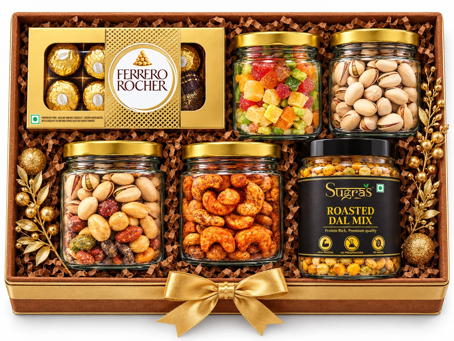 Hamper 08 — Compact gift box with gold ribbon
